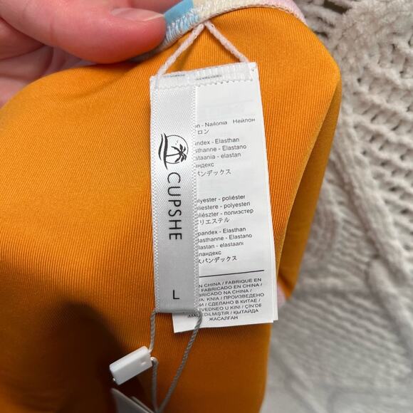 NWT CUPSHE Multi Color Striped High Rise High Cut Retro Bikini Bottoms Sz Large - Picture 4 of 6